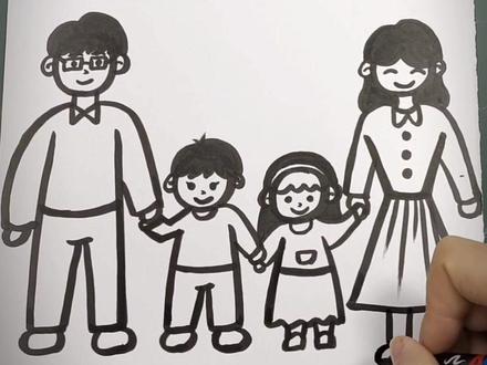 有没有不会画全家福的,两个字母教你学会画全家福#画画 #简笔画 #创意画#全家福#全家福卡通头像