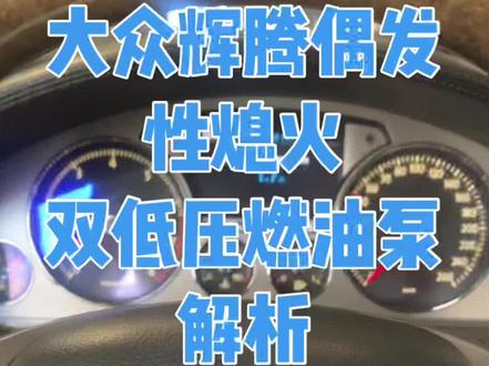 大众辉腾偶发性熄火,双低压燃油泵解析,有可能是全网zui详细的,纯干货分享。#每天一个用车知识 #汽车维修 #汽车保养与维修 #修车 #汽车知识 @DOU+小助手