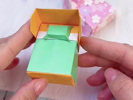给娃娃做千迷你小床!#折纸 #手工折纸 #亲子手工 #折纸教程