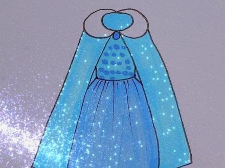 艾莎公主的披风连衣裙#简笔画#服装画 @抖音小助手