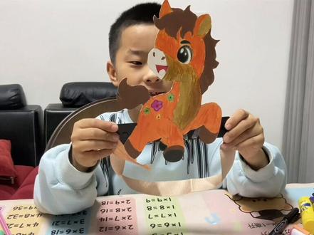 元旦手工作业,小马头饰制作#手工作业 #小马 #马年 #马年头饰 #一年级