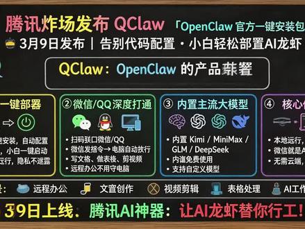 3.9 腾讯重磅发布!QClaw 一键养龙虾,微信直连电脑 #腾讯 #OpenClaw #AI #科技 #热点