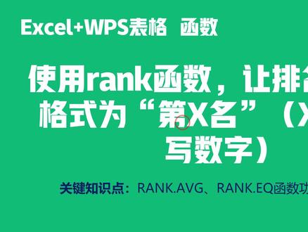 使用rank函数,让排名的名次格式为“第X名”(X为大小写数字)