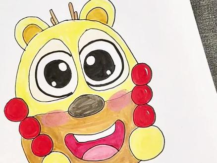 我画熊二吃冰糖葫芦比女儿画的好看,哼,你们都快给我打满分💯分#脑洞大开 #表情包 #限时表情包 #一起学画画 #儿童创意手工