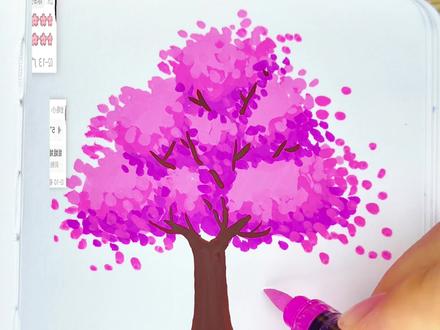 丙烯马克笔春日樱花树!画粉丝想看的樱花!零基础画画教学!你画你也会!超简单一学就会的画画教学哦!#丙烯马克笔 #零基础学画画 #儿童简笔画 #画画教程 #一看就会