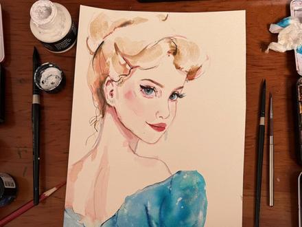 给女儿的白雪公主#创作灵感 #画画 #绘画教程 #亲子课程 #美育