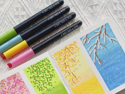 春夏秋冬四季树教程来咯#沉浸式画画 #丙烯马克笔 #一学就会的简笔画 #创意美术 #初描丙烯马克笔