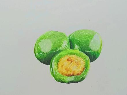 青团,吃出春天和幸福的滋味。青团画法,你学废了吗?#画画 #一起学画画 #绘画 #清明 #青团