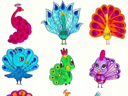 来画一只漂亮的孔雀吧!#儿童学画画技巧 #零基础学画画 #创意儿童美术