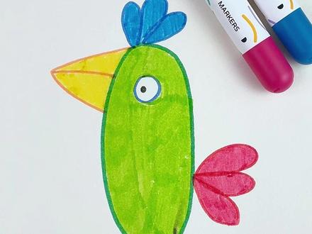 恭喜你学会画小鹦鹉啦~ #木玩地球 #木玩地球水彩笔 #鹦鹉画法 #简笔画教程 #画画教程