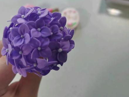 紫色绣球花束粘土教程,一把尺子压出来的花瓣,简单易学~#手工 #造花 #粘土手工教程视频 #绣球花束 #简单漂亮手工制作