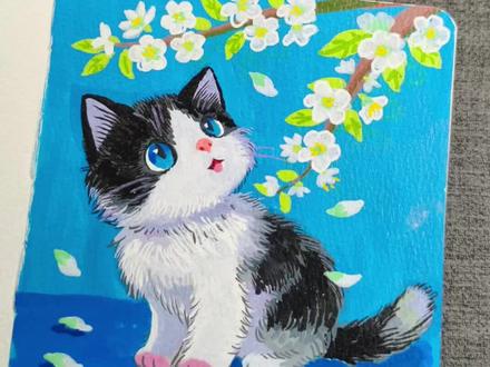 丙烯马克笔|画个喜欢欣赏花朵的奶牛猫 丙烯马克笔|画个喜欢欣赏花朵的奶牛猫
初描丙烯马克笔
本子:Cuncui纯粹300克中粗纹
#丙烯马克笔绘画#画画教程 #零基础学画画#一起学画画 #初描丙烯马克笔
