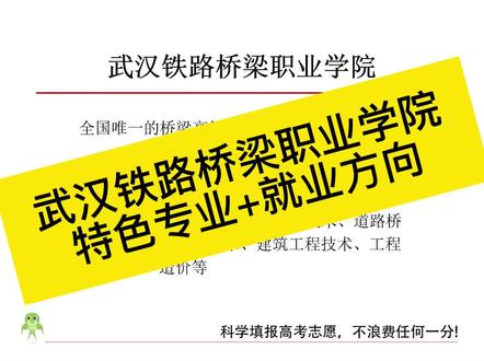 武汉铁路桥梁职业学院就业情况怎么样?武汉铁路桥梁职业学院特色专业+就业方向 #武汉铁路桥梁职业学院 #湖北高职高专 #高职高专志愿填报 #升学规划 @DOU+小助手
