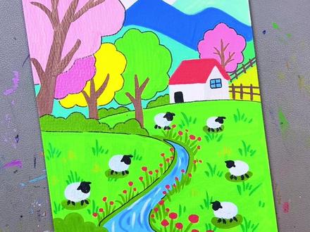 春天来了,春天主题创意画安排上,简单易学。#爱画画的小孩