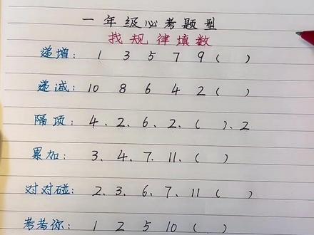 一年级上册数学思维训练,找规律填数字#一年级数学 #数学思维训练