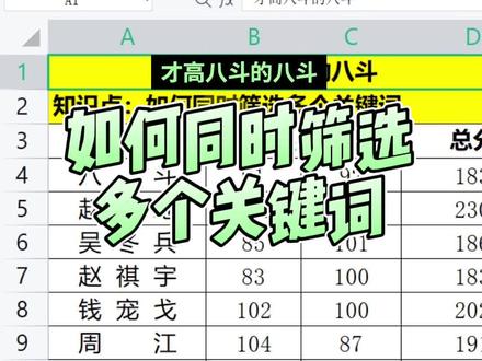如何在WPS中,同时筛选多个关键词?#办公软件技巧#WPS表格技巧