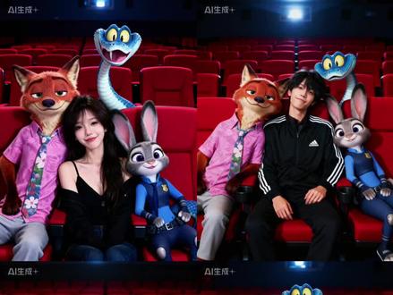 最近超火的疯狂动物城2最新版本电影院合照制作教程来啦#疯狂动物城2 #疯狂动物城合拍教程 #尼克朱迪 #疯狂动物城ai合照 #剪映图片设计 疯狂动物城电影院合照ai指令 尼克朱迪素材图 疯狂动物城电影院合照教程