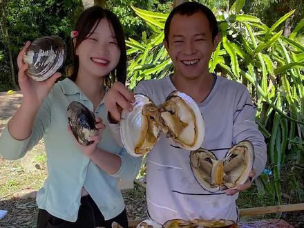 这河蚌烤着吃简直太美味了,比鲍鱼还鲜!@乡野M仔 #阿飞的乡村生活 #新农人计划2022 #农村美食