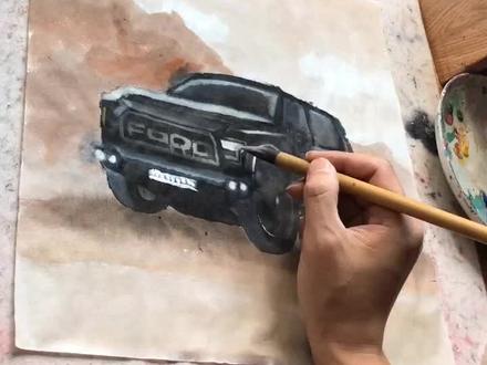 接上一个视频,小朋友要的主题:水墨福特猛禽!分为三个视频完成!#画画