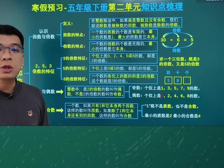 人教版五年级下册数学知识点梳理 第二单元#因数和倍数 #因数和倍数思维导图 #五下数学寒假预习#知识点梳理 #数学思维