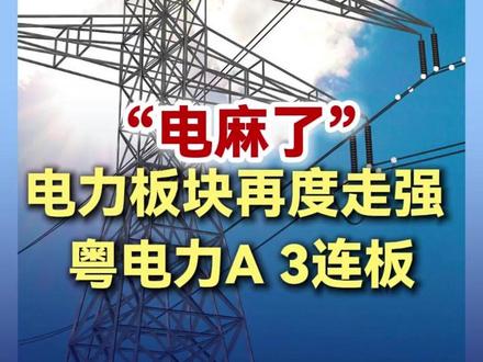 “电麻了” !电力板块再度走强 粤电力A 3连板