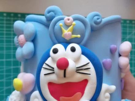 哆啦A梦粘土笔筒教程#粘土手工