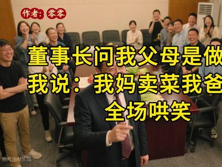 董事长问我父母是做啥的,我说:我妈卖菜我爸扫街,全场哄笑