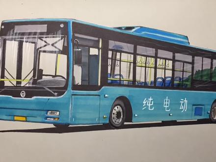 手绘金旅巴士,纯电动公交车 #画画 #城市公交 #公交迷