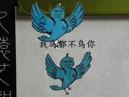 宝宝你也很好呀,以后别这样了好不好QAQ #我鸟都不鸟你 #挑战用国画画表情包 #蓝鸟