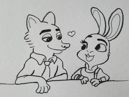 30秒学会画尼克和朱迪! #疯狂动物城 #简笔画 #零基础学画画 #可爱简笔画