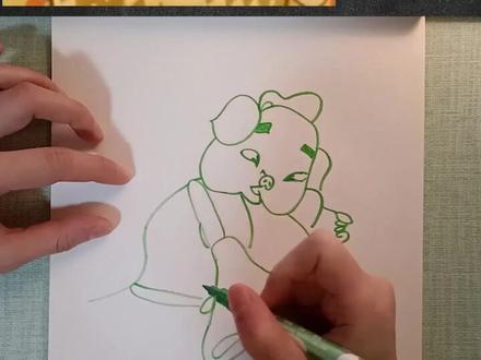 《猪八戒吃西瓜》皮影画猪八戒#简笔画 #想画就画 #画画使我快乐 #手绘