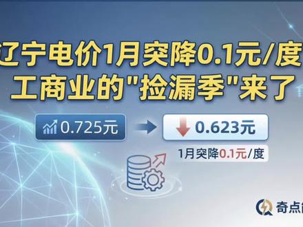 辽宁电价26年1月将下降0.1元/度,是临时起意还是事出有因,听奇点给你讲清楚。#电价 #工商业 #辽宁电价 #降价