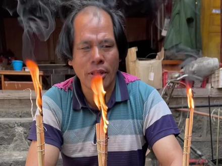 松花开了。制作一个松花糕#乡村守护人