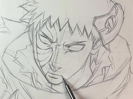 粉丝们想看画一期宇智波带土,必须安排上! #手绘 #绘画过程 #宇智波带土 #火影忍者 #跟着抖音学画画 @抖音小助手