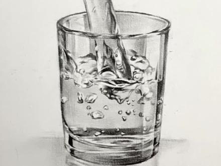 素描玻璃杯倒水一瞬间绘画步骤#素描 #零基础学画画 #自学画画
