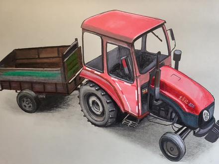 手绘东方红拖拉机,喜欢吗 #马克笔手绘 #东方红拖拉机 #农用拖拉机 #夏日入画挑战