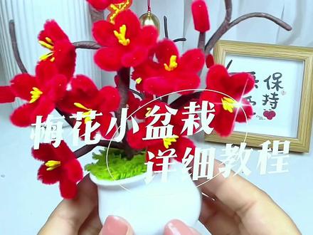 #创作灵感 扭扭棒梅花小盆栽的详细教程,快艾特你的闺蜜帮你做吧#手工diy #扭扭棒的100种玩法 #简单手工花制作教程 #手工腊梅花