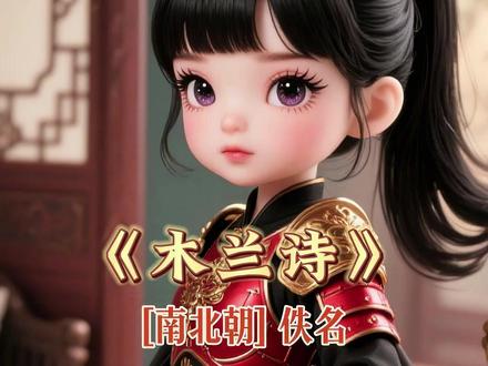 《木兰诗》从闺阁少女到战场英雄的华丽蜕变 #启蒙早教 #诗词 #国学文化 #儿童动画 #语文
《木兰诗》是中国南北朝时期传唱的乐府民歌,郭茂倩《乐府诗集》归入《横吹曲辞·梁鼓角横吹曲》。因其独特的艺术魅力和深刻的思想内涵,后人把它与《孔雀东南飞》合称为“乐府双璧”,展现了北方乐府民歌的卓越成就,被编入中学语文教材。
《木兰诗》是一首长篇叙事诗,讲述了一个叫木兰的女孩,女扮男装,替父从军,在战场上建立功勋,回朝后不愿做官只求回家团聚的故事,热情赞扬了这位女子勇敢善良的品质、保家卫国的热情和英勇无畏的精神。全诗以“木兰是女郎”来构思木兰的传奇故事,富有浪漫色彩;详略安排极具匠心,虽然写的是战争题材,但着墨较多的却是生活场景和儿女情态,富有生活气息;以人物问答及铺陈、排比、对偶、互文等手法描述人物情态,刻画人物心理,生动细致,神气跃然,具有强烈的艺术感染力。
