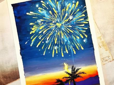 油画棒|我有烟花,你有愿望吗?我先来,愿我们永远自由永远开心😃#跟着抖音学画画 #零基础学画画 #油画棒教程 #油画棒 #画画 @DOU+上热门 @DOU+小助手