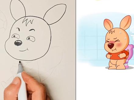#儿童绘画#少儿美术@袋鼠比比,可爱搞笑的比比。