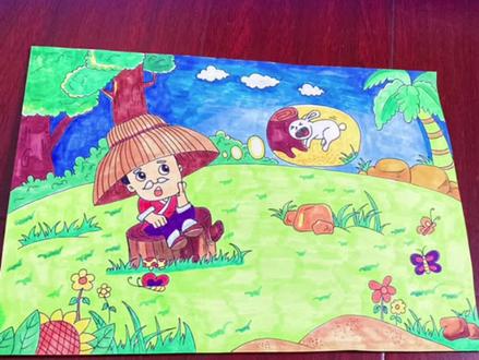 #海豚知道 寓言故事守株待兔画法,收藏备用吧#创意儿童画 #简笔画#卡通