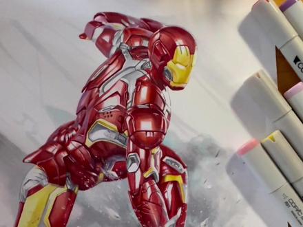 你们想看的钢铁侠手绘步骤,麻烦点个赞吧#钢铁侠 #手绘 #漫威 #马克笔教程@抖音小助手 @抖音热点宝