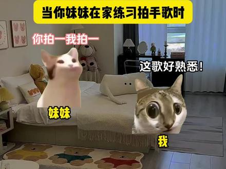 当你妹妹在家练习拍手歌时#猫meme #meme猫 #搞笑 #万万想不到