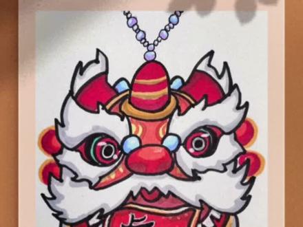 第7集 | 喜气洋洋新年醒狮挂件儿童画#儿童画分享 #创意美术 #儿童创意美术画