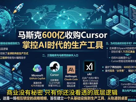 马斯克600亿美金收购Cursor #VibeCoding #马斯克拟花600亿美元收购Cursor #ClaudeCode #Codex