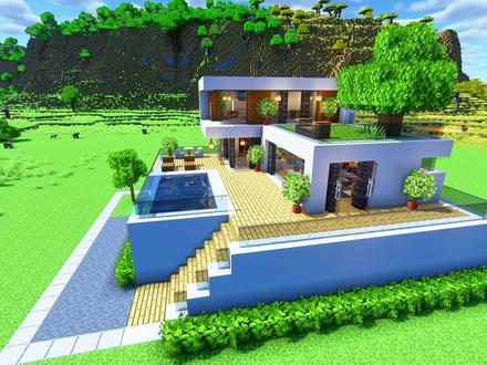 现代泳池别墅教程 #2 #我的世界建筑#我的世界#我的世界建筑教程#minecraft#我的世界别墅