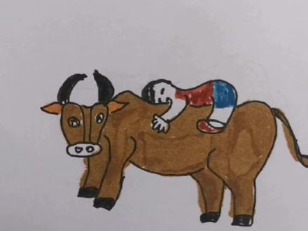 坚持学习#每天进步一点点 #领略诗画之美 #《村晚》宋.雷震#简笔画