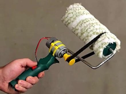 电机 + 电池 + 皮带 DIY 电动油漆滚筒刷#生活实用手工