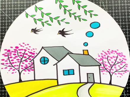 用两个“人”画春天简笔画#春天简笔画#创意简笔画