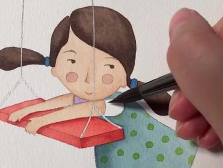 荡秋千,就像有了翅膀 #手绘 #水彩 #每日一画